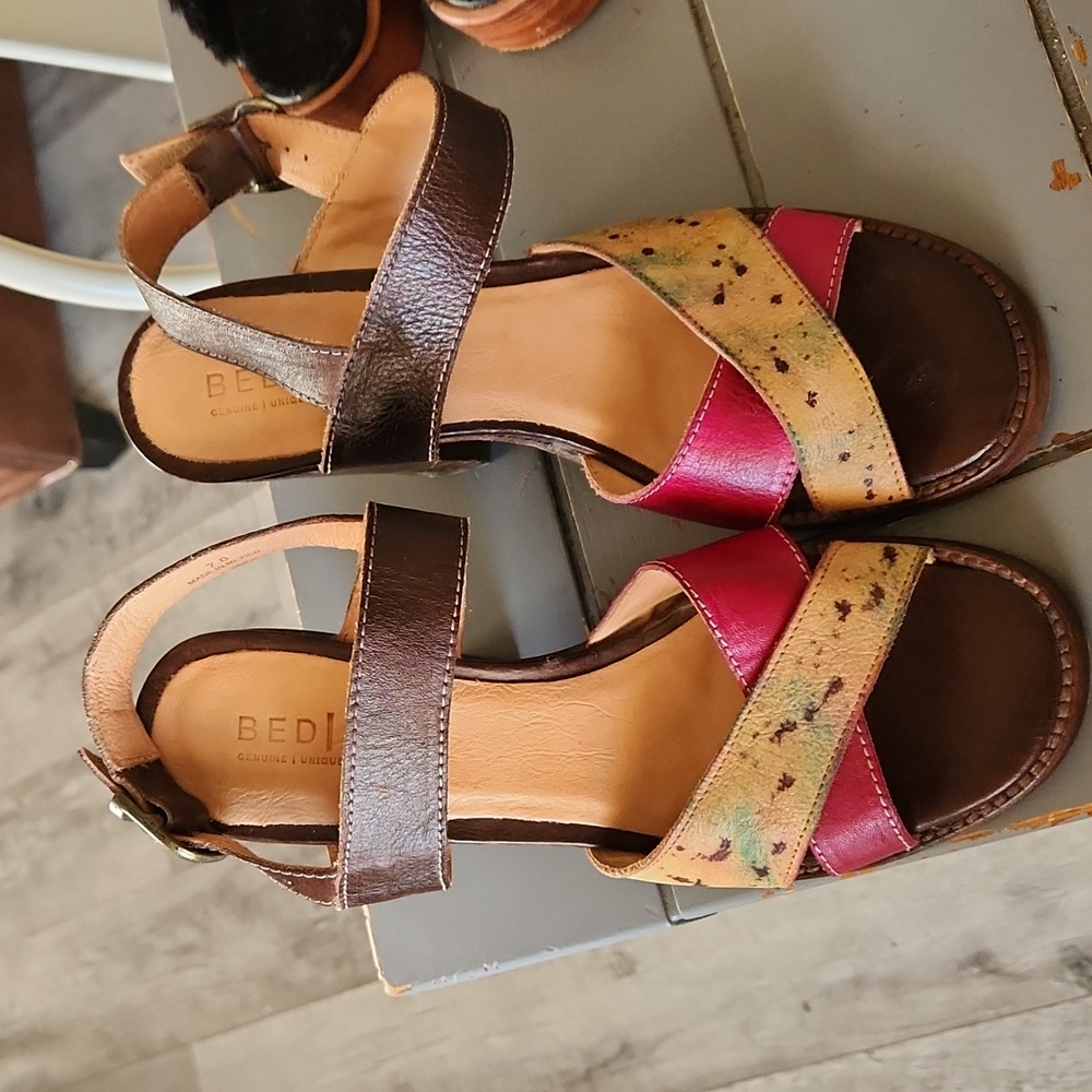 Bed Stu Inez Heels Heeled Leather Sandals Size 7